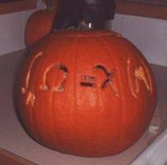 A pumpkin with the Gauss-Bonnet theorem carved into it.